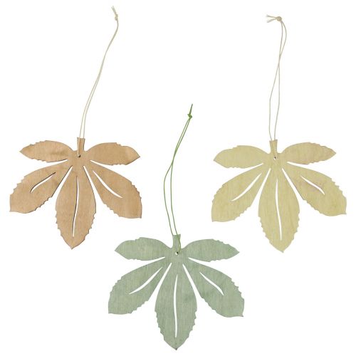 Prodotto Appendiabiti decorativo in legno foglie autunnali verde marrone naturale 12x10 cm 12 pz