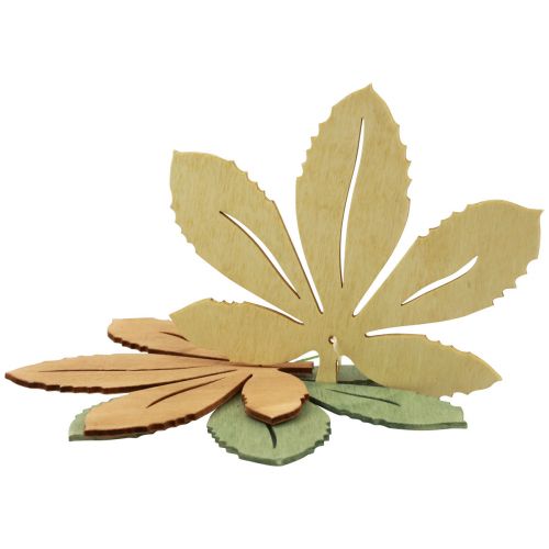 Prodotto Appendiabiti decorativo in legno foglie autunnali verde marrone naturale 12x10 cm 12 pz