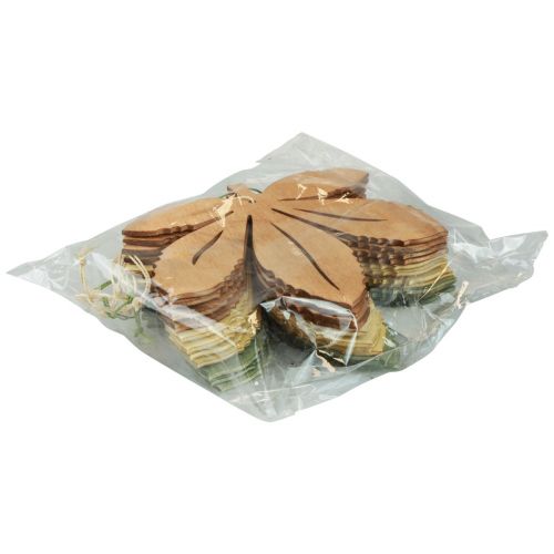 Prodotto Appendiabiti decorativo in legno foglie autunnali verde marrone naturale 12x10 cm 12 pz