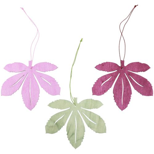 Appendiabiti decorativi in legno foglie autunnali rosa viola verde 12x10 cm 12 pezzi