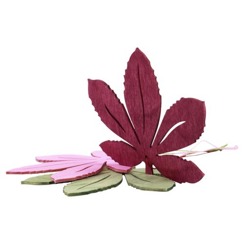 Prodotto Appendiabiti decorativi in legno foglie autunnali rosa viola verde 12x10 cm 12 pezzi