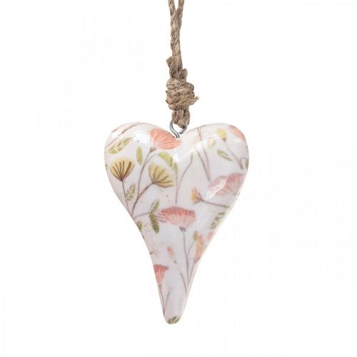 Appendiabiti decorativo cuore in legno appendiabiti decorativo motivo fiori 7x10x2,5 cm