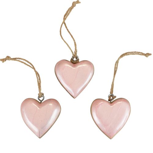 Prodotto Appendino decorativo in legno decorazione cuori in legno rosa chiaro lucido 6 cm 8 pz