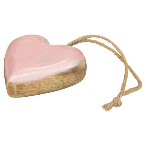 Prodotto Appendino decorativo in legno decorazione cuori in legno rosa chiaro lucido 6 cm 8 pz