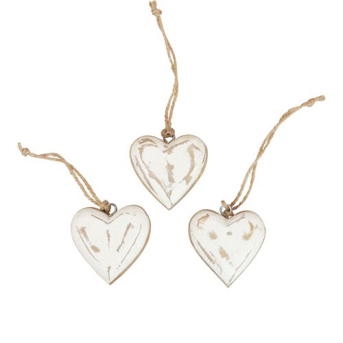Prodotto Appendiabiti decorativi in legno cuori in legno naturale oro bianco vintage 6 cm 8 pz