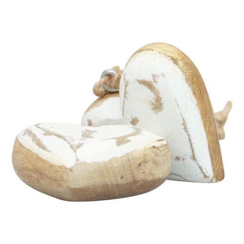 Prodotto Appendiabiti decorativi in legno cuori in legno naturale oro bianco vintage 6 cm 8 pz