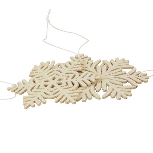 Floristik24 Appendino decorativo fiocchi di neve decorativi in legno glitter bianco Ø10 cm 12 pezzi