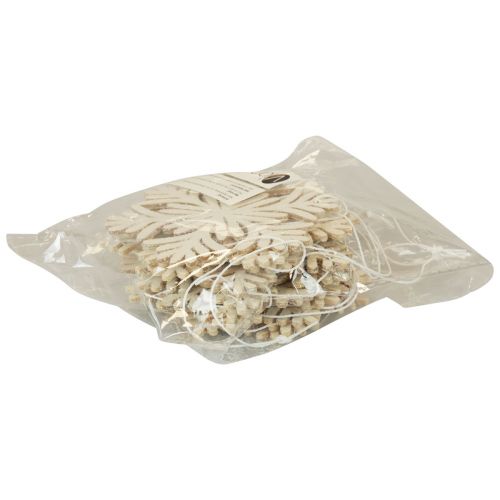Floristik24 Appendino decorativo fiocchi di neve decorativi in legno glitter bianco Ø10 cm 12 pezzi