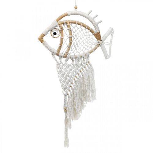 Floristik24 Appendiabiti decorativo appeso decorazione marittima pesce macramè 76 cm