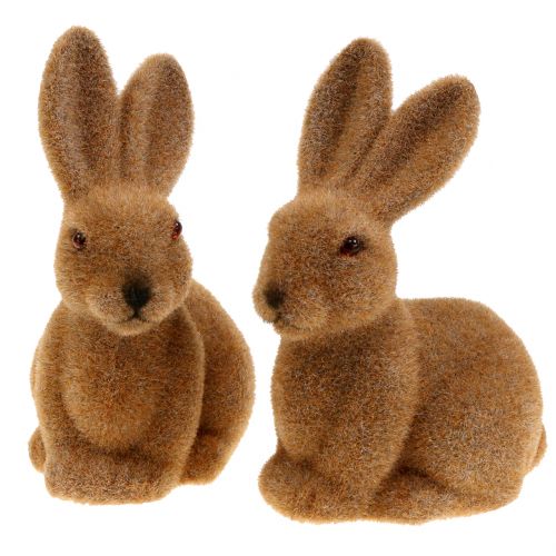 Prodotto Coniglietto decorativo floccato marrone Decorazione coniglietto pasquale 15 cm 4 pz