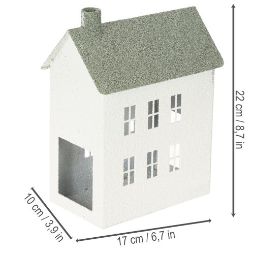 Casetta decorativa in metallo a forma di casa con finestre e camino, 22 cm | Floristik24.it