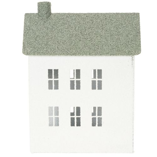 Casetta decorativa in metallo a forma di casa con finestre e camino, 22 cm | Floristik24.it