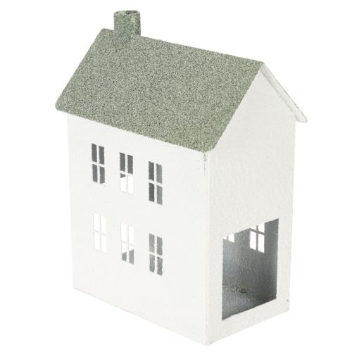 Casetta decorativa in metallo a forma di casa con finestre e camino, 22 cm | Floristik24.it