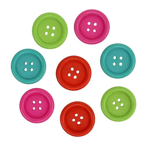 Floristik24 Bottoni decorativi in legno colori assortiti. Ø2,5 cm 72 pz