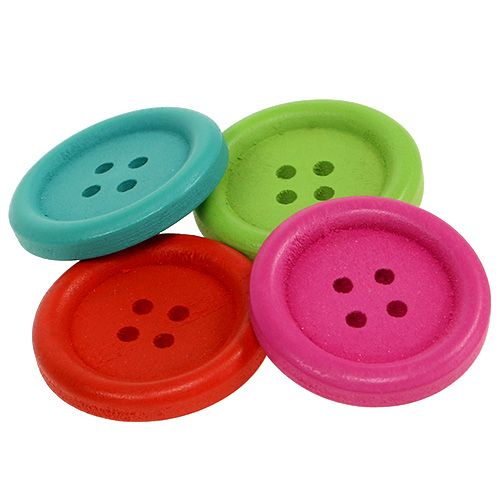 Floristik24 Bottoni decorativi in legno colori assortiti. Ø2,5 cm 72 pz