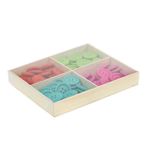 Floristik24 Bottoni decorativi in legno colori assortiti. Ø2,5 cm 72 pz