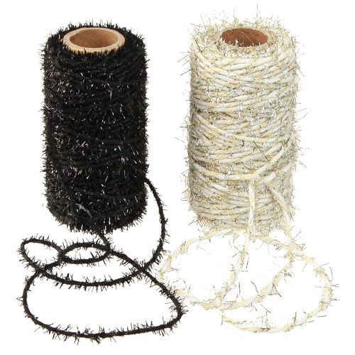 Prodotto Cordone decorativo glitter nero beige bianco L1,5 mm L25 m 2 pezzi