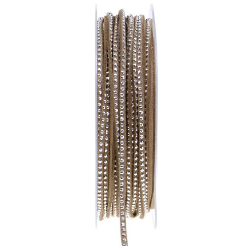 Floristik24 Cinturino in pelle Cavo a nastro marrone con rivetti 3mm 15m