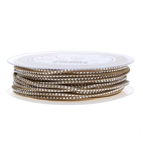 Floristik24 Cinturino in pelle Cavo a nastro marrone con rivetti 3mm 15m