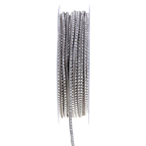 Floristik24 Cinturino in pelle Cavo a nastro grigio con rivetti 3mm 15m