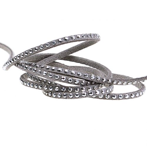 Floristik24 Cinturino in pelle Cavo a nastro grigio con rivetti 3mm 15m