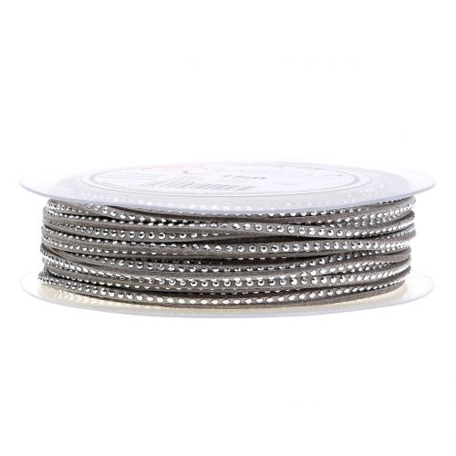 Floristik24 Cinturino in pelle Cavo a nastro grigio con rivetti 3mm 15m