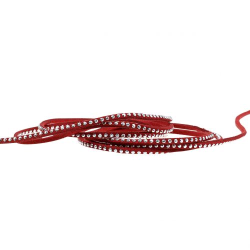 Prodotto Cinturino in pelle Cavo a nastro rosso con rivetti 3mm 15m