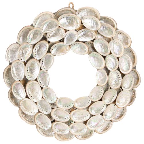 Prodotto Ghirlanda decorativa in legno abalone lumache bianco naturale H30cm
