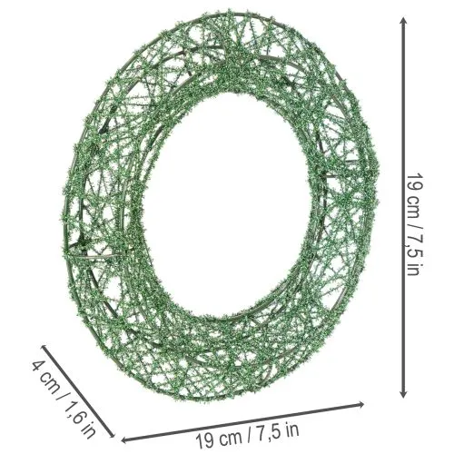 Ghirlanda decorativa in rete metallica verde per progetti fai da te, 19 cm, 2 pezzi | Floristik24.it
