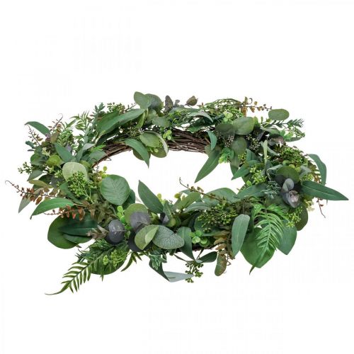 Floristik24 Ghirlanda decorativa lascia ghirlanda di eucalipto verde artificiale Ø55cm
