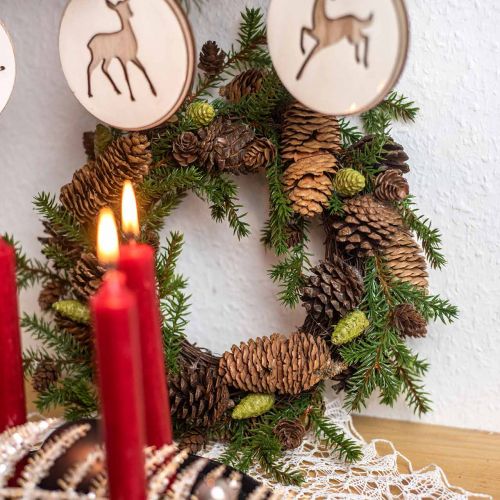 Floristik24 Ghirlanda decorativa abete con pigne verde Ø25cm