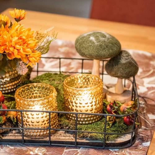 Floristik24 Fungo decorativo in legno / feltro verde 8 cm - 15 cm 4 pezzi