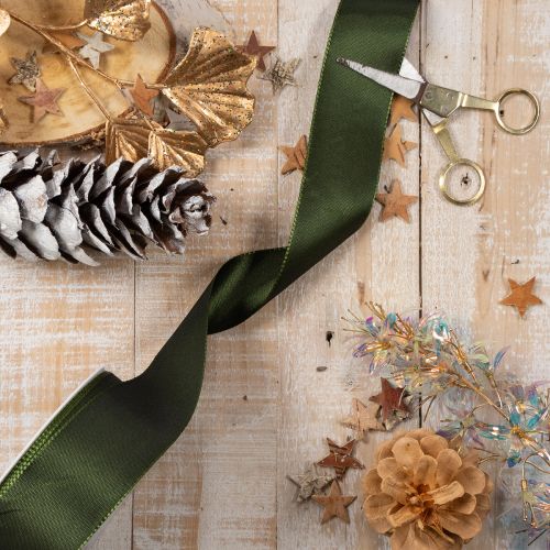 Nastro di raso per confezioni regalo, nastro di taffetà, verde, largo 40 mm, lungo 5 m. | Floristik24.it