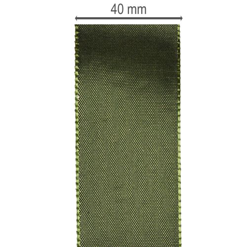 Nastro di raso per confezioni regalo, nastro di taffetà, verde, largo 40 mm, lungo 5 m. | Floristik24.it
