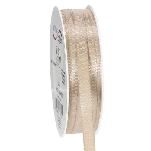 Nastro regalo sottile beige, ideale per confezioni regalo, largo 10 mm e lungo 50 m.