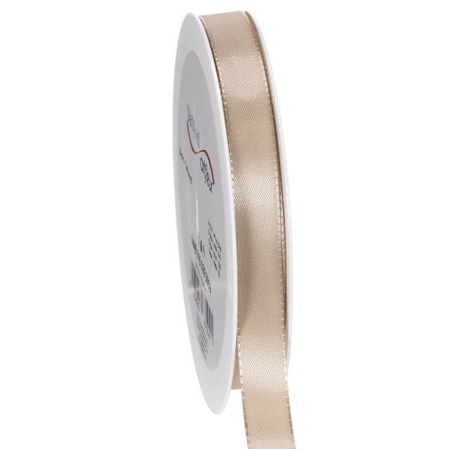 Nastro decorativo in raso, nastro in taffetà beige, 15 mm, 50 m