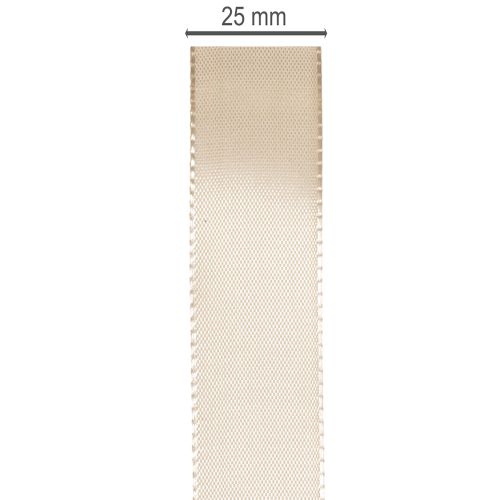 Nastro decorativo in taffetà satinato beige, 25 mm, 50 m | Floristik24.it