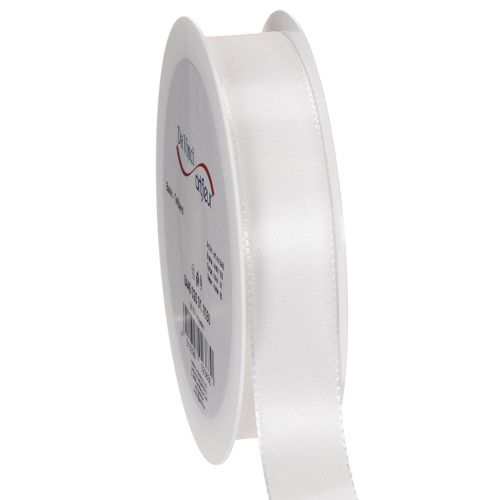 Nastro decorativo in taffetà, bianco, largo 25 mm, lungo 50 m. acquistare | Floristik24.it