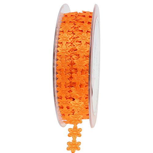 Floristik24 Nastro decorativo con fiore 1cm arancione 20m