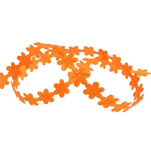 Floristik24 Nastro decorativo con fiore 1cm arancione 20m