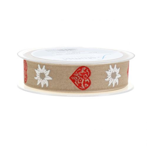 Floristik24 Nastro decorativo con stella alpina natura 25mm 20m