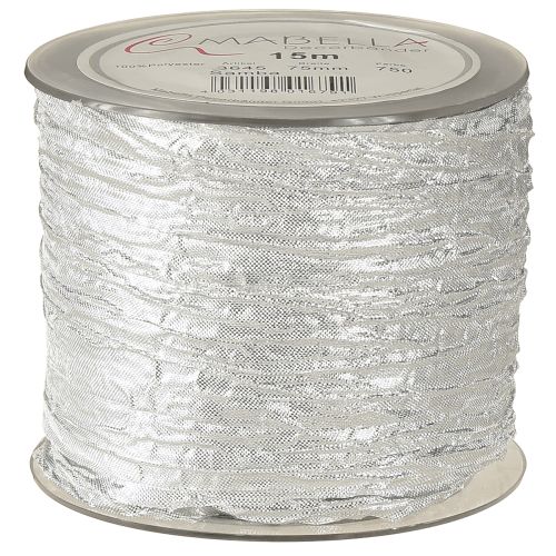 Prodotto Nastro decorativo nastro regalo nastro da tavolo argento chiaro 75mm 15m