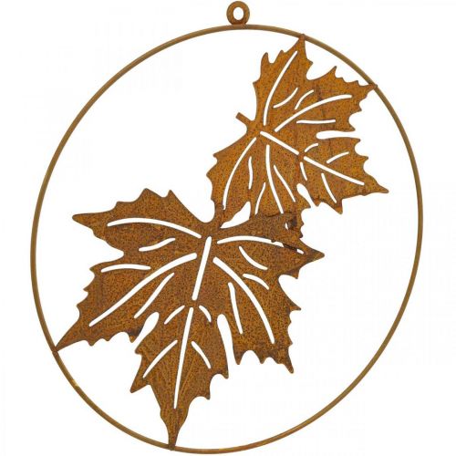Floristik24 Decoro anello foglia patina metallo anello decorazione ruggine decorazione murale Ø30cm