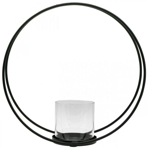 Floristik24 Lanterna ad anello decorativa portacandele in metallo nero Ø28,5cm