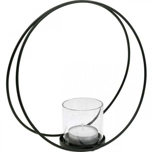 Floristik24 Lanterna ad anello decorativa portacandele in metallo nero Ø28,5cm