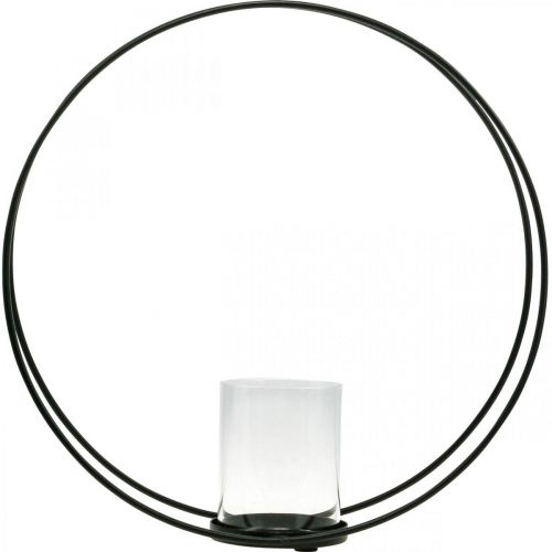 Prodotto Lanterna decorativa ad anello portacandele in metallo nero Ø35cm