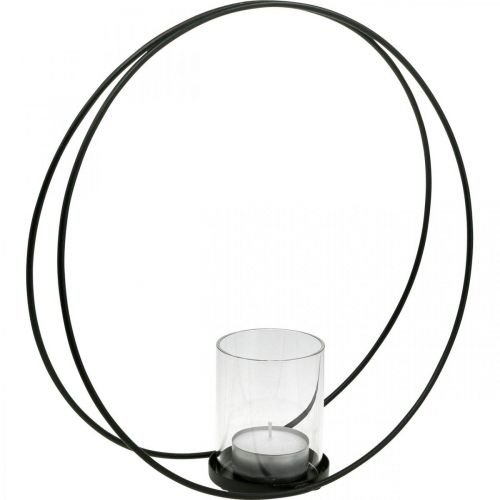 Prodotto Lanterna decorativa ad anello portacandele in metallo nero Ø35cm