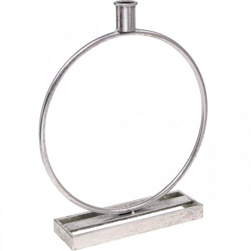 Anello decorativo portacandele in metallo argento antico Ø25cm H30.5cm