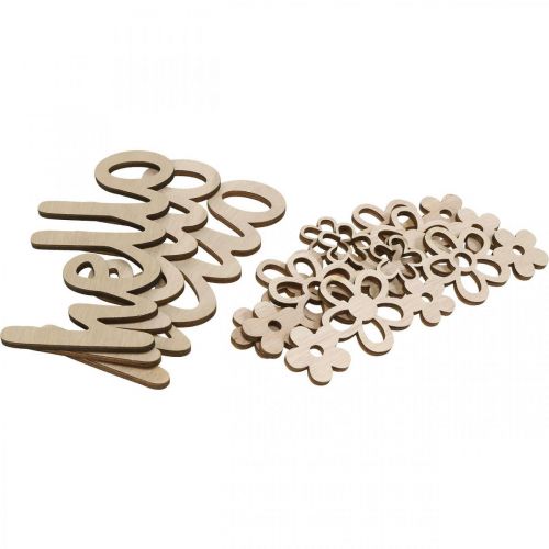 Prodotto Fiori decorativi in legno &quot;Ciao&quot; segno decorativo della natura con magnete 18/19,5 cm 6 pezzi