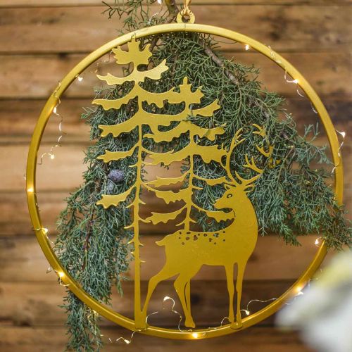 Prodotto Anello decorativo oro da appendere cervo decorazione in metallo Natale Ø38cm